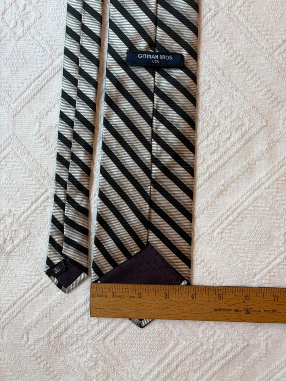 Gitman Bros. USA Silk Striped Tie - Black & Silver Gray